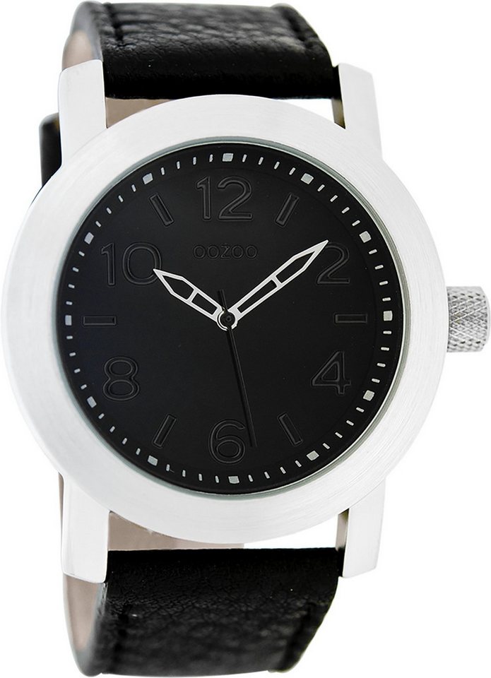 OOZOO Quarzuhr Oozoo Damen Armbanduhr blau Analog, (Analoguhr), Damenuhr rund, groß (ca. 44mm) Lederarmband, Fashion-Style von OOZOO