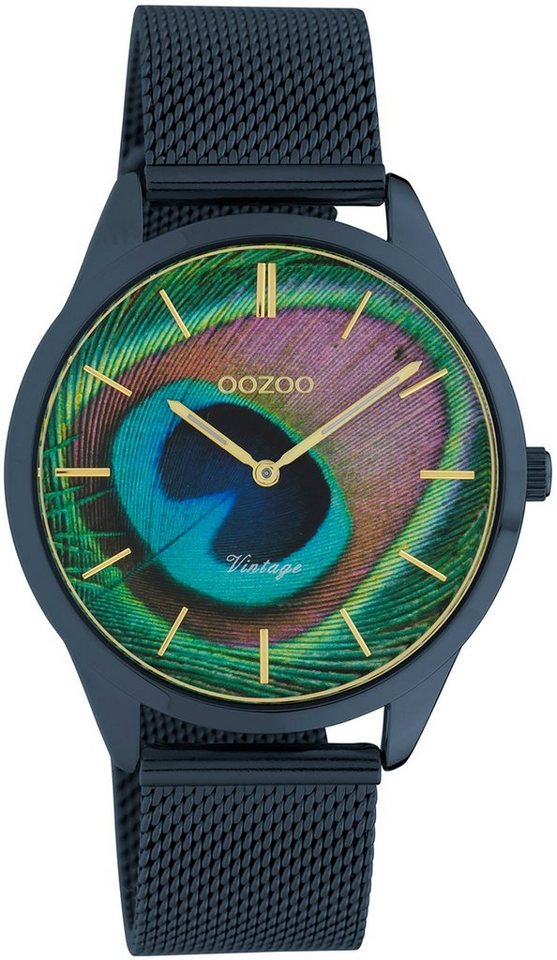 OOZOO Quarzuhr Oozoo Damen Armbanduhr blau Quarz C10252, Damenuhr rund, mittel (ca. 38mm) Edelstahlarmband, Fashion-Style von OOZOO