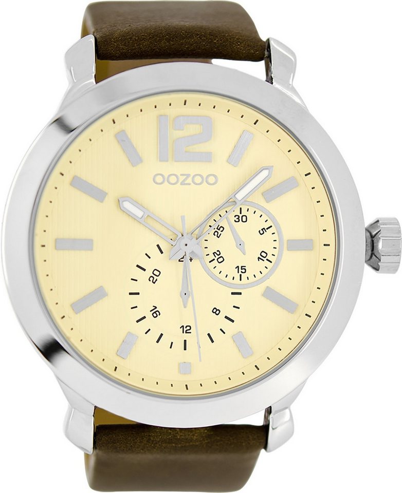 OOZOO Quarzuhr Oozoo Damen Armbanduhr braun Analog matt, (Analoguhr), Damenuhr rund, groß (ca. 40mm) Lederarmband, Elegant-Style von OOZOO