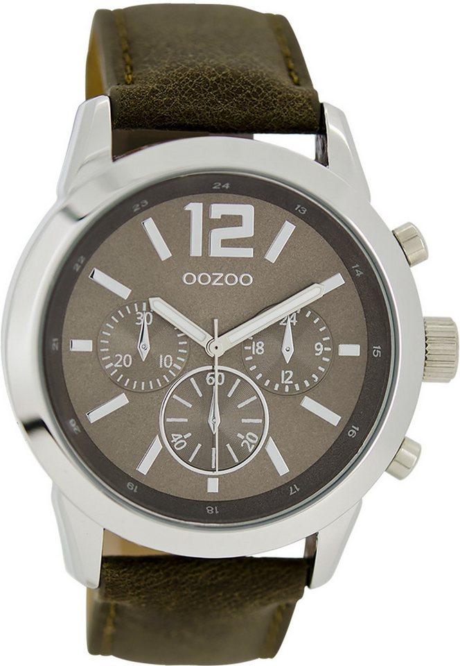 OOZOO Quarzuhr Oozoo Damen Armbanduhr braun Analog matt, (Analoguhr), Damenuhr rund, groß (ca. 43mm) Lederarmband, Casual-Style von OOZOO