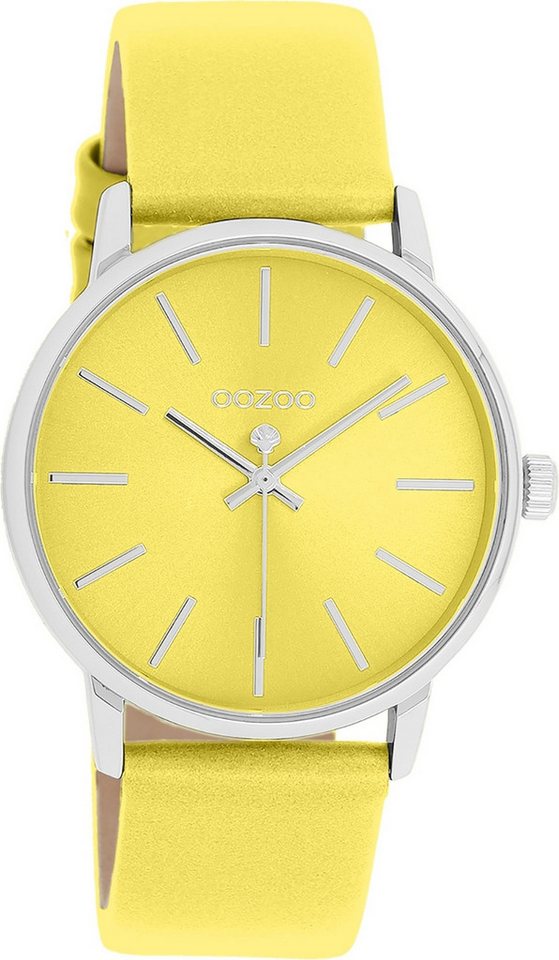 OOZOO Quarzuhr Oozoo Damen Armbanduhr gelb Analog, (Analoguhr), Damenuhr rund, mittel (ca. 36mm) Lederarmband, Casual-Style von OOZOO