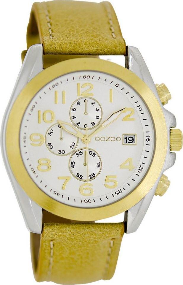 OOZOO Quarzuhr Oozoo Damen Armbanduhr gelb Analog matt, (Analoguhr), Damenuhr rund, groß (ca. 40mm) Lederarmband, Casual-Style von OOZOO