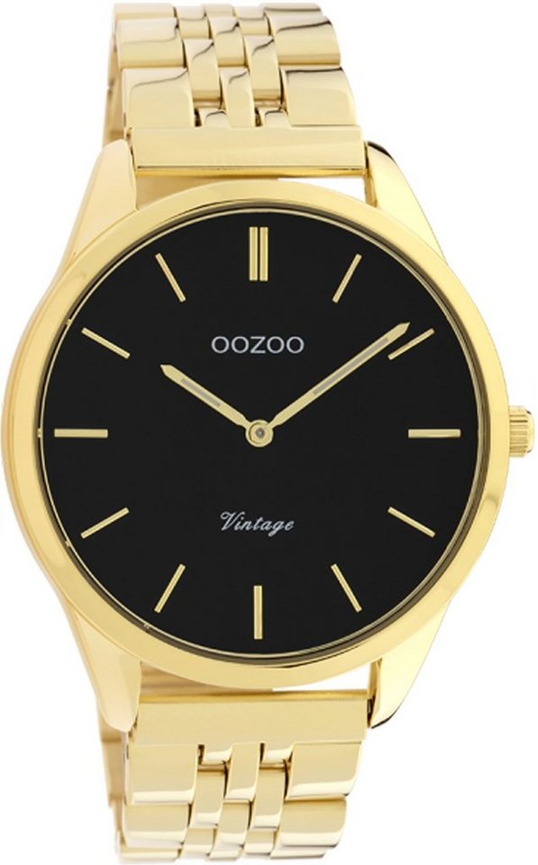 OOZOO Quarzuhr Oozoo Damen Armbanduhr gold Analog, Damenuhr rund, mittel (ca. 38mm) Edelstahlarmband, Fashion-Style von OOZOO