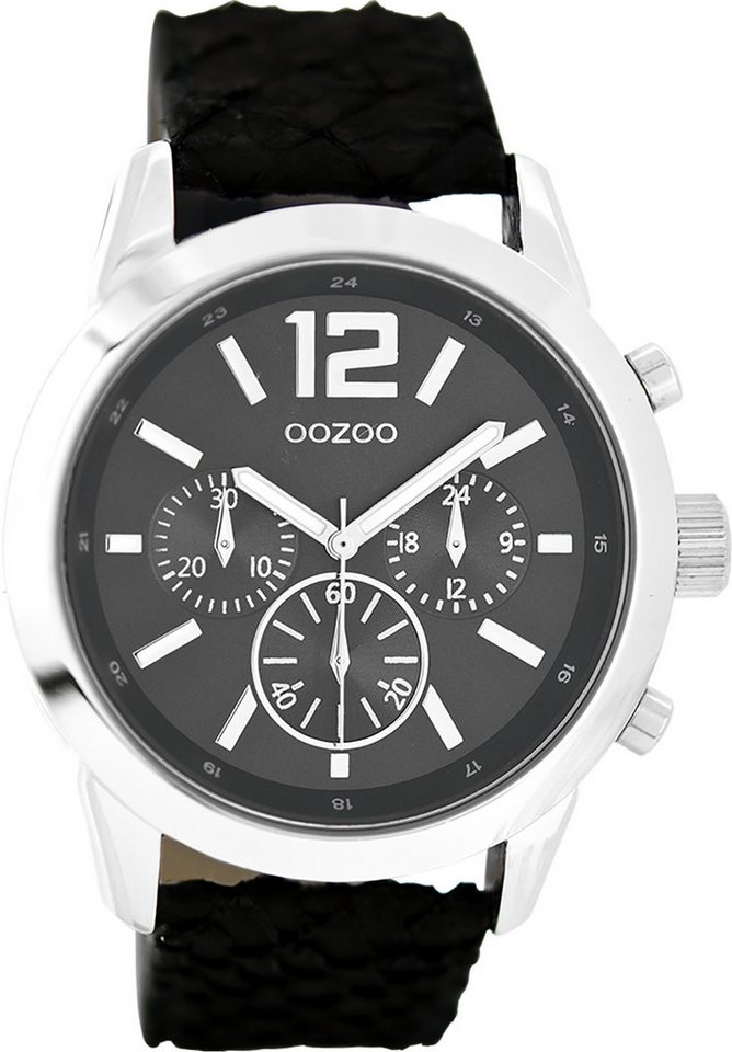 OOZOO Quarzuhr Oozoo Damen Armbanduhr schwarz Analog, (Analoguhr), Damenuhr rund, groß (ca. 43mm) Lederarmband, Elegant-Style von OOZOO