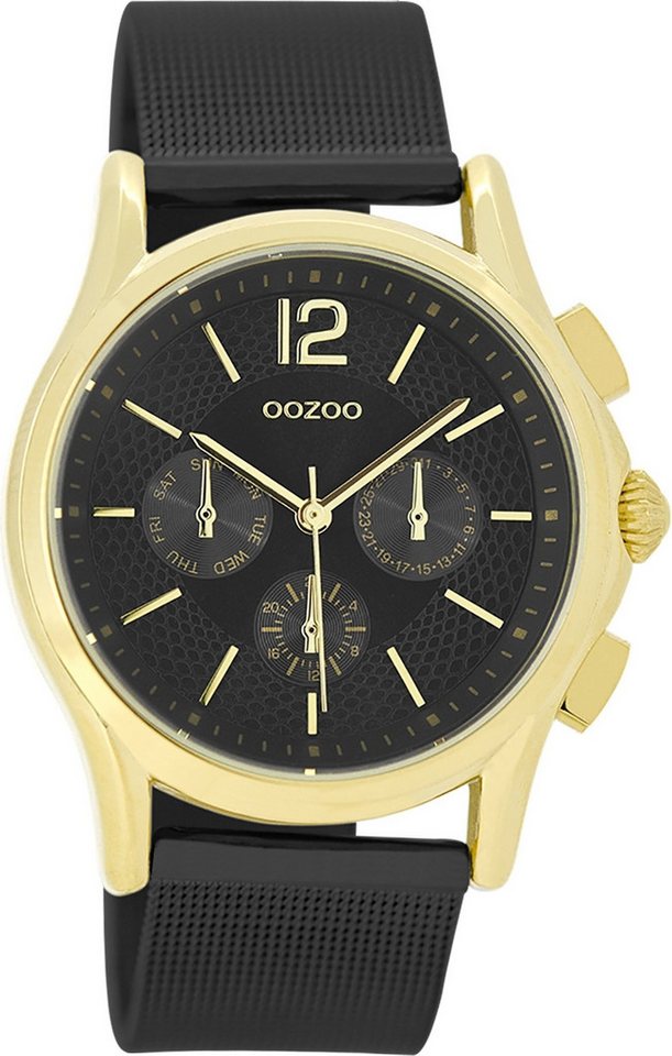 OOZOO Quarzuhr Oozoo Damen Armbanduhr schwarz Analog, (Analoguhr), Damenuhr rund, mittel (ca. 38mm) Metallarmband, Elegant-Style von OOZOO