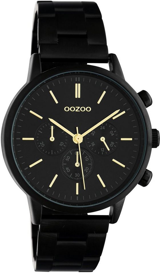 OOZOO Quarzuhr Oozoo Damen Armbanduhr schwarz Analog, Damenuhr rund, mittel (ca. 38mm) Edelstahlarmband, Fashion-Style von OOZOO