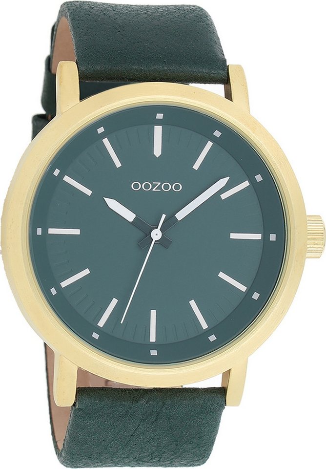 OOZOO Quarzuhr Oozoo Damen Uhr Elegant matt Leder, (Analoguhr), Damenuhr rund, extra groß (ca. 48mm) Lederarmband, Elegant-Style von OOZOO