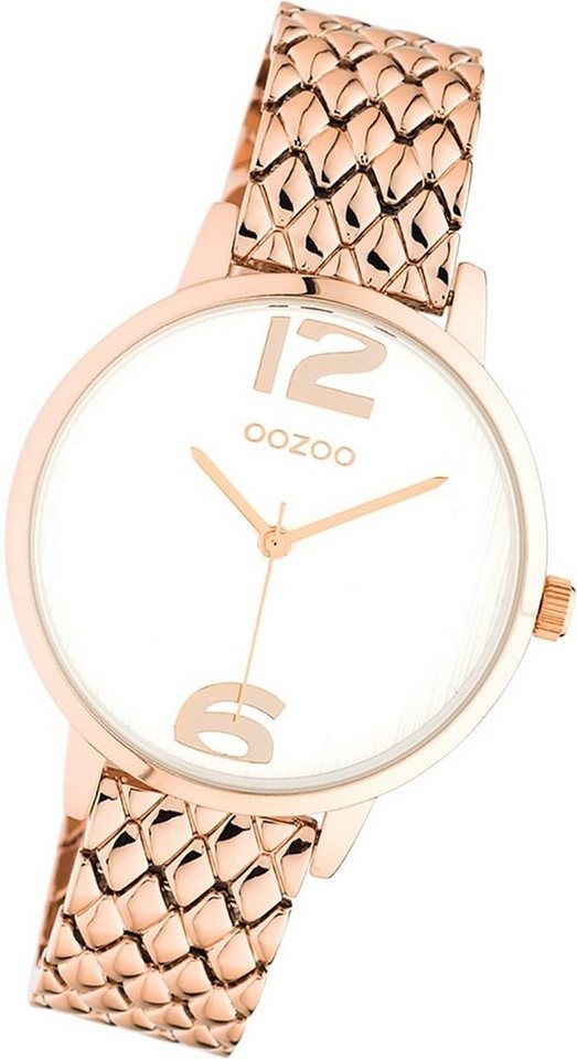 OOZOO Quarzuhr Oozoo Edelstahl Unisex Uhr 10923 Analog, Damen, Herrenuhr Edelstahlarmband roségold, rundes Gehäuse,mittel 38m) von OOZOO