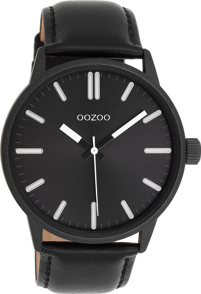 OOZOO Quarzuhr Oozoo Herren Armbanduhr OOZOO Timepieces, (Analoguhr), Herrenuhr rund, groß (ca. 45mm) Lederarmband, Fashion-Style von OOZOO