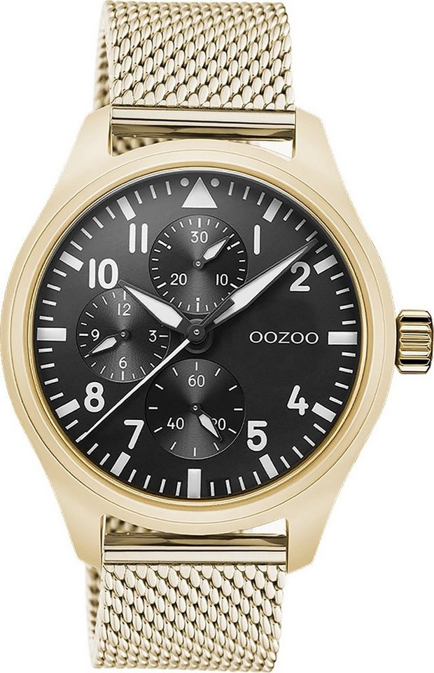 OOZOO Quarzuhr Oozoo Herren Armbanduhr Timepieces, (Analoguhr), Herrenuhr rund, groß (ca. 42mm) Metall, Mesharmband, Casual-Style von OOZOO
