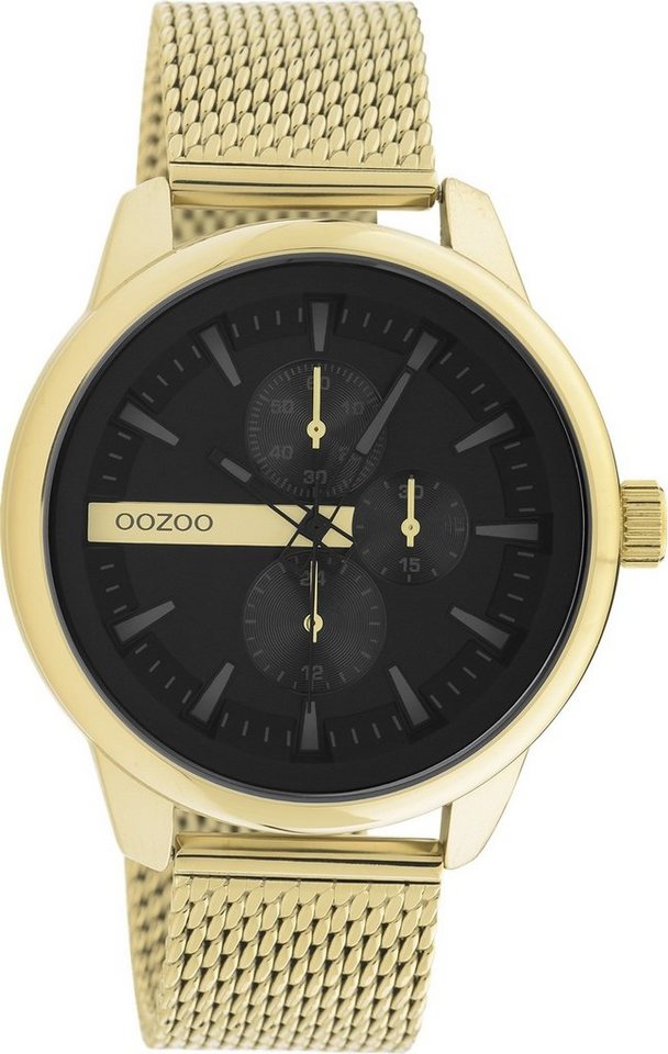 OOZOO Quarzuhr Oozoo Herren Armbanduhr Timepieces, (Analoguhr), Herrenuhr rund, groß (ca. 45mm) Metall, Mesharmband, Fashion-Style von OOZOO