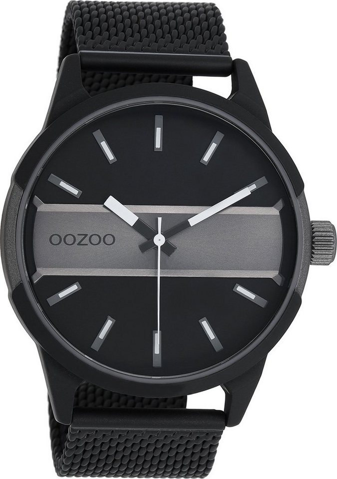 OOZOO Quarzuhr Oozoo Herren Armbanduhr Timepieces Analog, (Analoguhr), Herrenuhr rund, extra groß (ca 48mm) Metall, Mesharmband, Casual-Style von OOZOO
