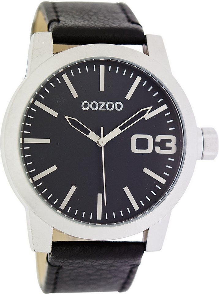 OOZOO Quarzuhr Oozoo Herren Armbanduhr Timepieces Analog, (Analoguhr), Herrenuhr rund, extra groß (ca. 46mm) Lederarmband, Fashion-Style von OOZOO