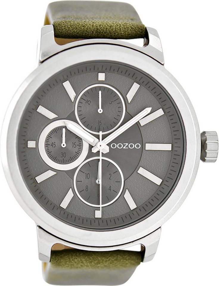 OOZOO Quarzuhr Oozoo Herren Armbanduhr Timepieces Analog, (Analoguhr), Herrenuhr rund, extra groß (ca. 47mm) Lederarmband, Casual-Style von OOZOO