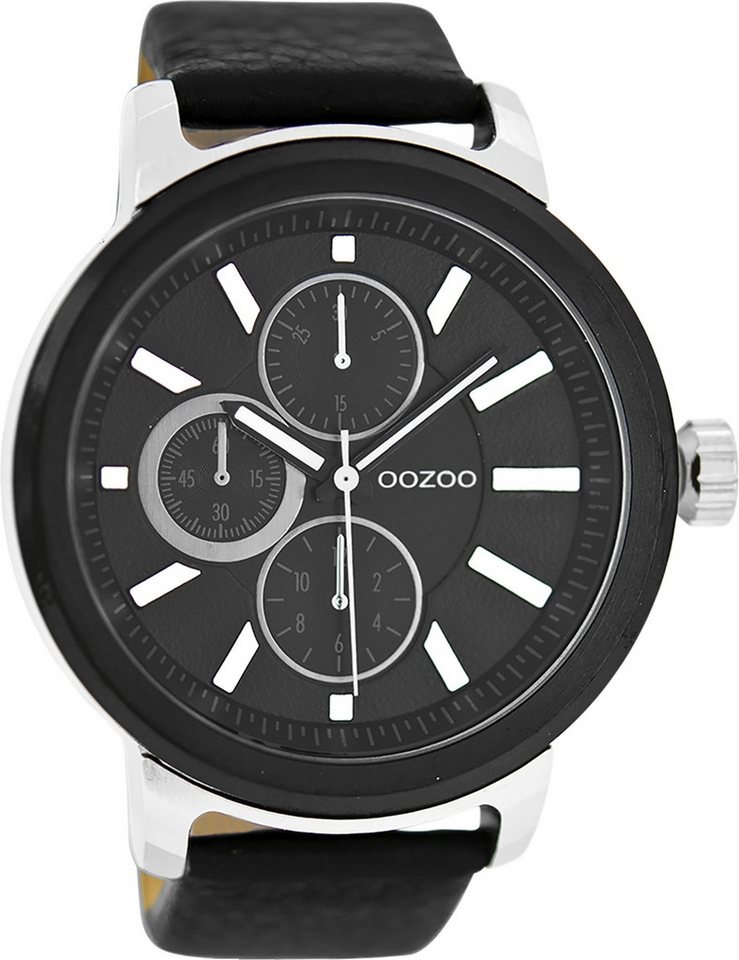 OOZOO Quarzuhr Oozoo Herren Armbanduhr Timepieces Analog, (Analoguhr), Herrenuhr rund, extra groß (ca. 47mm) Lederarmband, Casual-Style von OOZOO