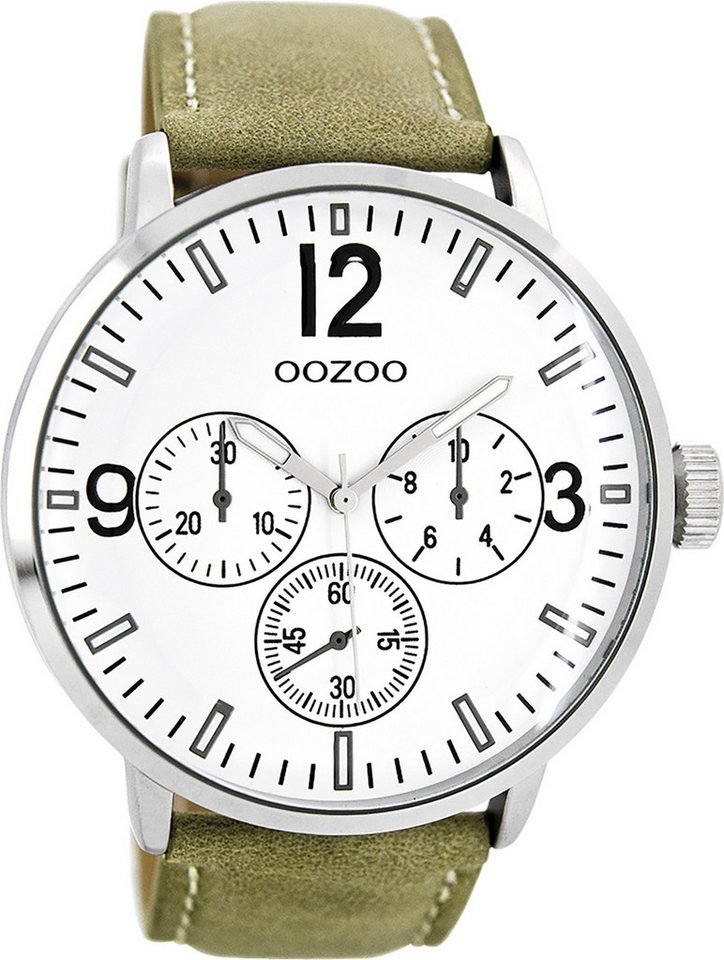 OOZOO Quarzuhr Oozoo Herren Armbanduhr Timepieces Analog, (Analoguhr), Herrenuhr rund, extra groß (ca. 48mm) Lederarmband, Casual-Style von OOZOO