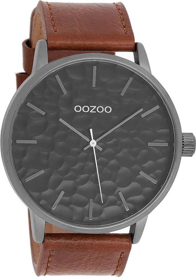 OOZOO Quarzuhr Oozoo Herren Armbanduhr Timepieces Analog, (Analoguhr), Herrenuhr rund, extra groß (ca. 48mm) Lederarmband, Casual-Style von OOZOO