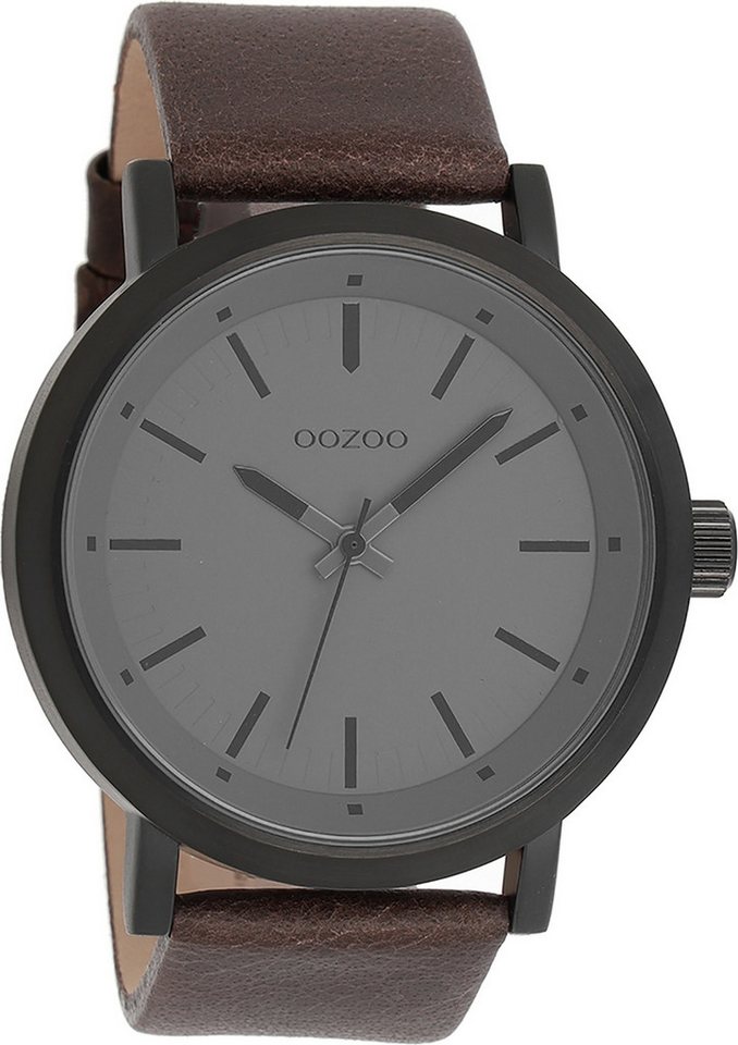 OOZOO Quarzuhr Oozoo Herren Armbanduhr Timepieces Analog, (Analoguhr), Herrenuhr rund, extra groß (ca. 48mm) Lederarmband, Casual-Style von OOZOO
