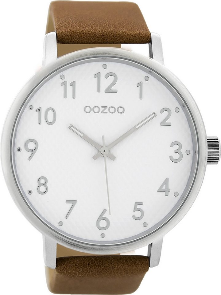 OOZOO Quarzuhr Oozoo Herren Armbanduhr Timepieces Analog, (Analoguhr), Herrenuhr rund, extra groß (ca. 48mm) Lederarmband, Elegant-Style von OOZOO