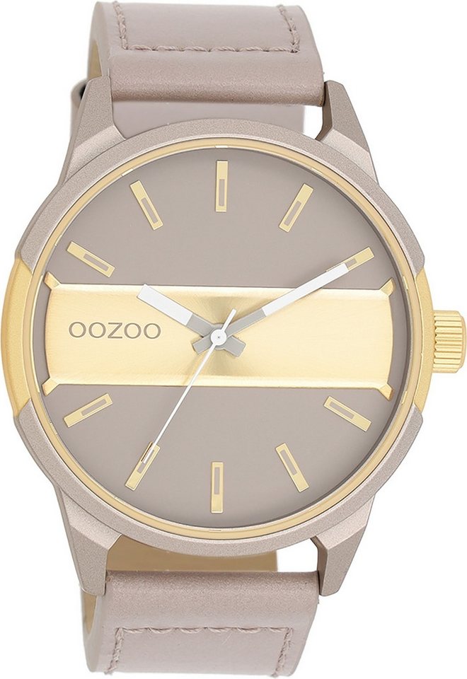 OOZOO Quarzuhr Oozoo Herren Armbanduhr Timepieces Analog, (Analoguhr), Herrenuhr rund, extra groß (ca. 48mm) Lederarmband, Fashion-Style von OOZOO