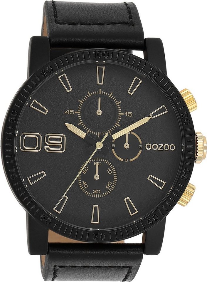 OOZOO Quarzuhr Oozoo Herren Armbanduhr Timepieces Analog, (Analoguhr), Herrenuhr rund, extra groß (ca. 48mm) Lederarmband, Fashion-Style von OOZOO