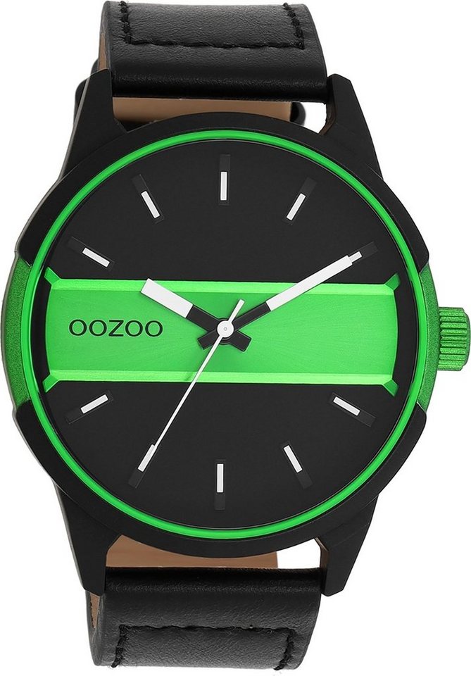 OOZOO Quarzuhr Oozoo Herren Armbanduhr Timepieces Analog, (Analoguhr), Herrenuhr rund, extra groß (ca. 48mm) Lederarmband, Fashion-Style von OOZOO