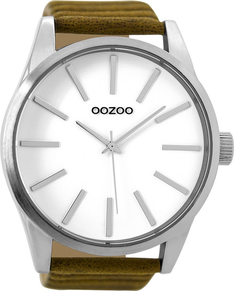 OOZOO Quarzuhr Oozoo Herren Armbanduhr Timepieces Analog, (Analoguhr), Herrenuhr rund, extra groß (ca. 50mm) Lederarmband, Elegant-Style von OOZOO