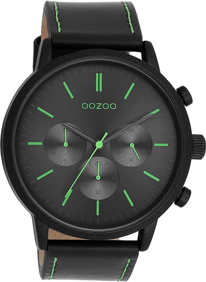 OOZOO Quarzuhr Oozoo Herren Armbanduhr Timepieces Analog, (Analoguhr), Herrenuhr rund, extra groß (ca. 50mm) Lederarmband, Fashion-Style von OOZOO