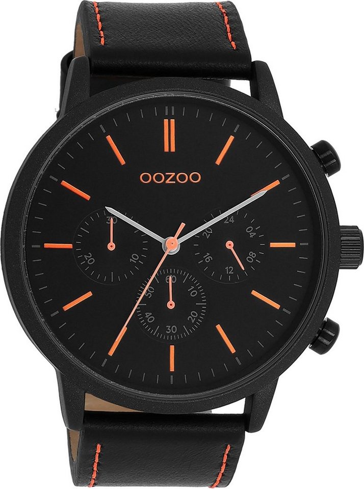 OOZOO Quarzuhr Oozoo Herren Armbanduhr Timepieces Analog, (Analoguhr), Herrenuhr rund, extra groß (ca. 50mm) Lederarmband, Fashion-Style von OOZOO