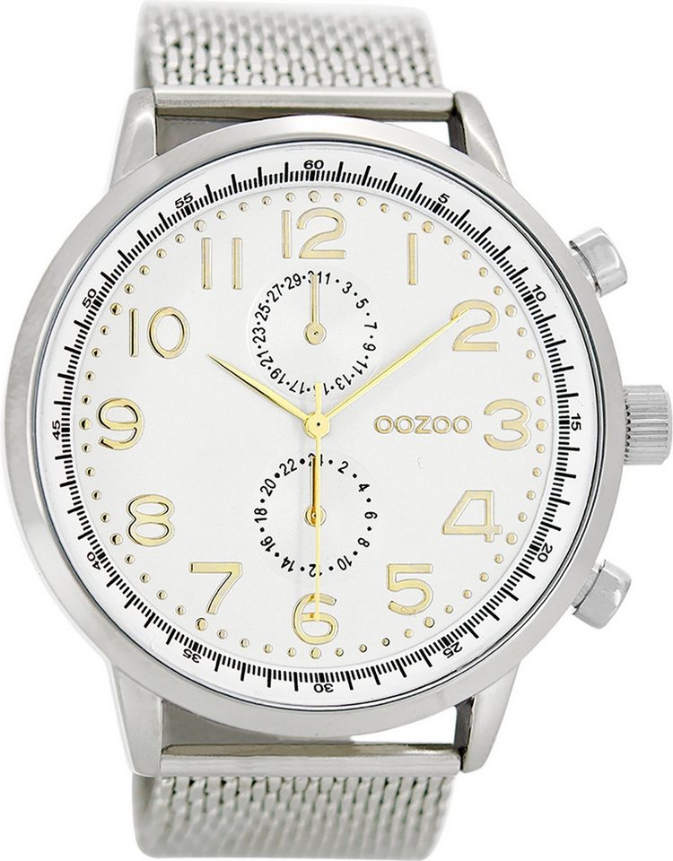 OOZOO Quarzuhr Oozoo Herren Armbanduhr Timepieces Analog, (Analoguhr), Herrenuhr rund, extra groß (ca. 50mm) Metallarmband, Elegant-Style von OOZOO