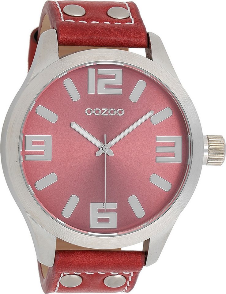 OOZOO Quarzuhr Oozoo Herren Armbanduhr Timepieces Analog, (Analoguhr), Herrenuhr rund, extra groß (ca. 51mm) Lederarmband, Fashion-Style von OOZOO