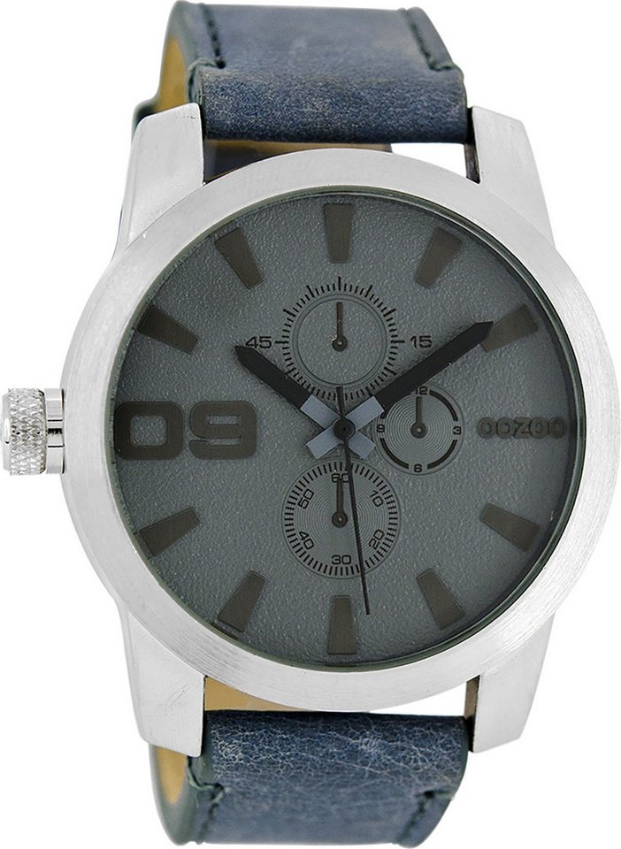 OOZOO Quarzuhr Oozoo Herren Armbanduhr Timepieces Analog, (Analoguhr), Herrenuhr rund, groß (ca. 45mm) Lederarmband, Casual-Style von OOZOO