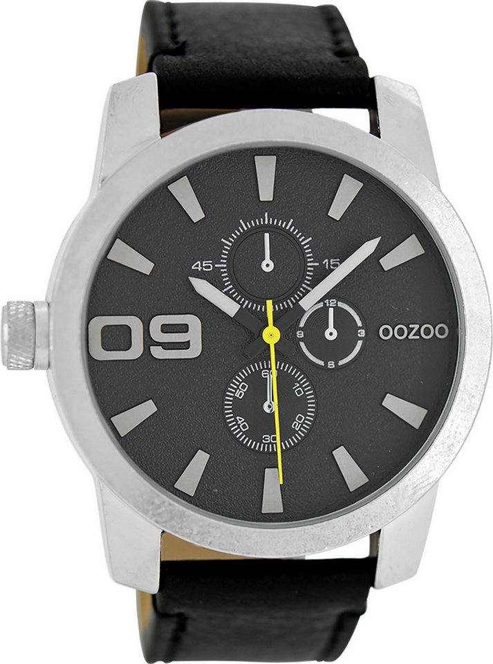 OOZOO Quarzuhr Oozoo Herren Armbanduhr Timepieces Analog, (Analoguhr), Herrenuhr rund, groß (ca. 45mm) Lederarmband, Casual-Style von OOZOO