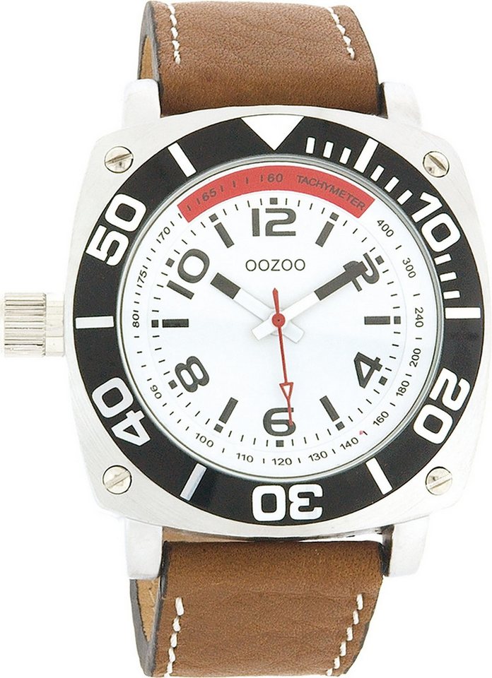 OOZOO Quarzuhr Oozoo Herren Armbanduhr Timepieces Analog, (Analoguhr), Herrenuhr rund, groß (ca. 45mm) Lederarmband, Fashion-Style von OOZOO