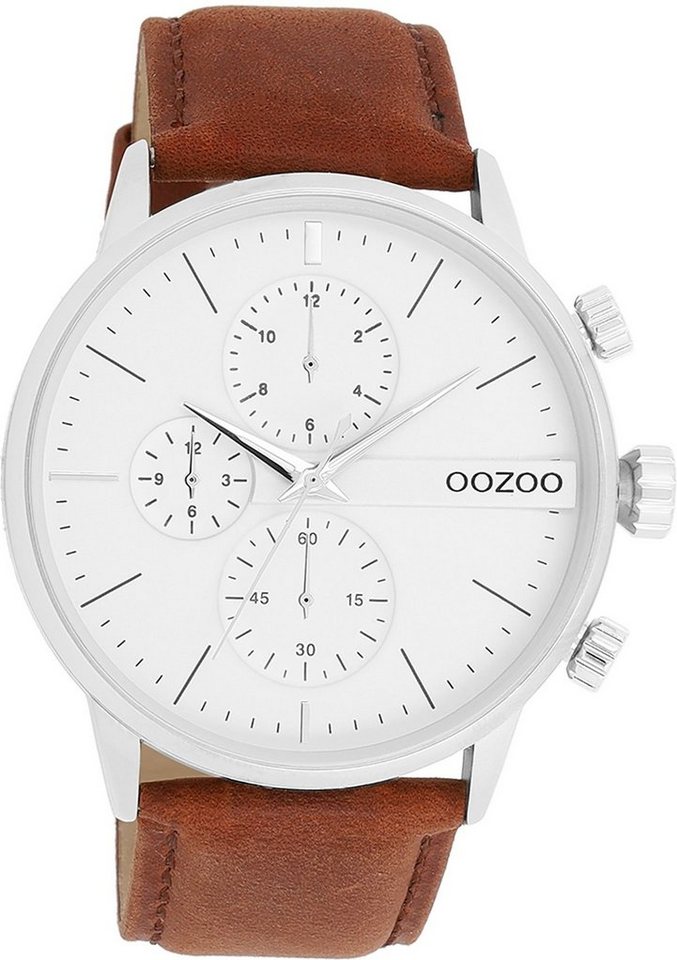 OOZOO Quarzuhr Oozoo Herren Armbanduhr Timepieces Analog, (Analoguhr), Herrenuhr rund, groß (ca. 45mm) Lederarmband, Fashion-Style von OOZOO