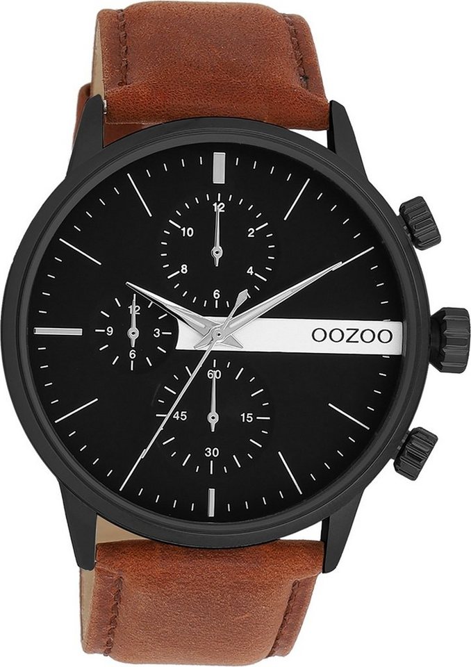 OOZOO Quarzuhr Oozoo Herren Armbanduhr Timepieces Analog, (Analoguhr), Herrenuhr rund, groß (ca. 45mm) Lederarmband, Fashion-Style von OOZOO