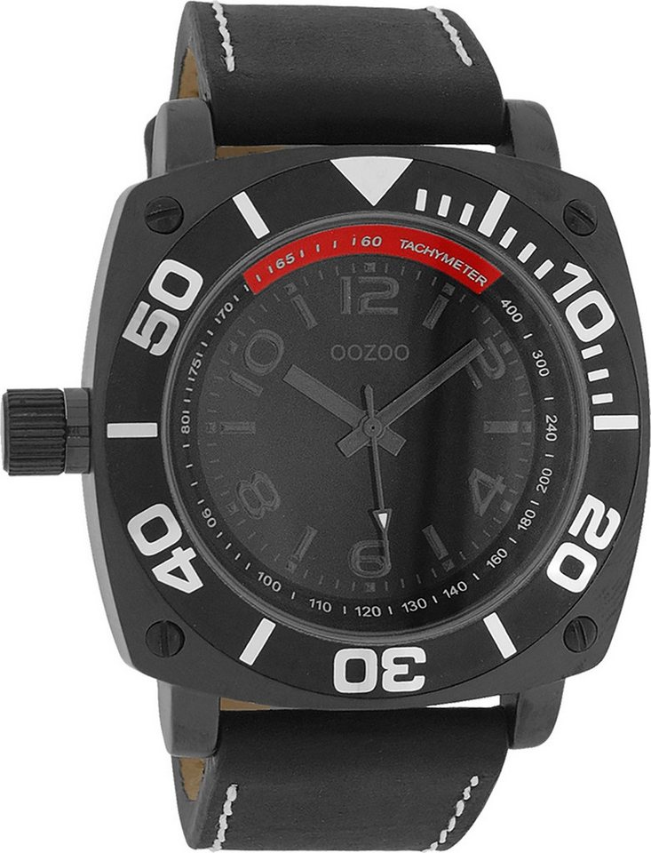 OOZOO Quarzuhr Oozoo Herren Armbanduhr Timepieces Analog, (Analoguhr), Herrenuhr rund, groß (ca. 45mm) Lederarmband, Fashion-Style von OOZOO
