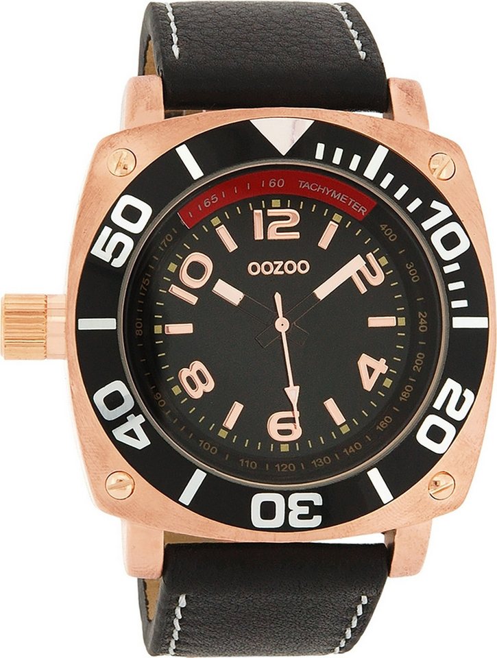 OOZOO Quarzuhr Oozoo Herren Armbanduhr Timepieces Analog, (Analoguhr), Herrenuhr rund, groß (ca. 45mm) Lederarmband, Fashion-Style von OOZOO