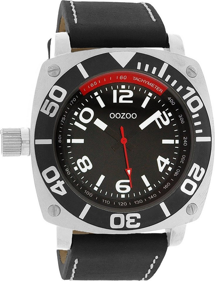 OOZOO Quarzuhr Oozoo Herren Armbanduhr Timepieces Analog, (Analoguhr), Herrenuhr rund, groß (ca. 45mm) Lederarmband, Fashion-Style von OOZOO