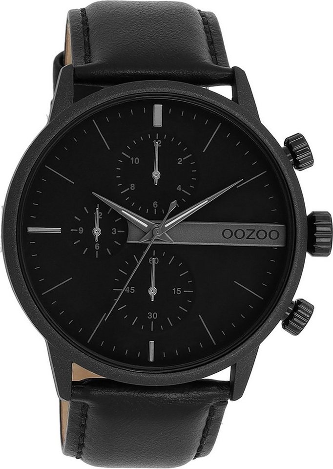 OOZOO Quarzuhr Oozoo Herren Armbanduhr Timepieces Analog, (Analoguhr), Herrenuhr rund, groß (ca. 45mm) Lederarmband, Fashion-Style von OOZOO