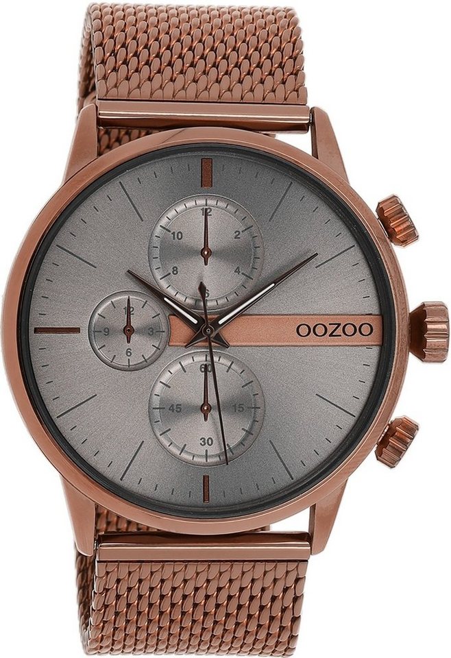OOZOO Quarzuhr Oozoo Herren Armbanduhr Timepieces Analog, (Analoguhr), Herrenuhr rund, groß (ca. 45mm) Metall, Mesharmband, Casual-Style von OOZOO