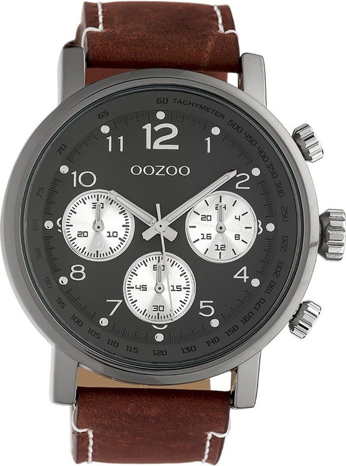 OOZOO Quarzuhr Oozoo Herren Armbanduhr Timepieces Analog, (Analoguhr), Herrenuhr rund, extra groß (ca. 48mm) Textilarmband, Fashion-Style von OOZOO