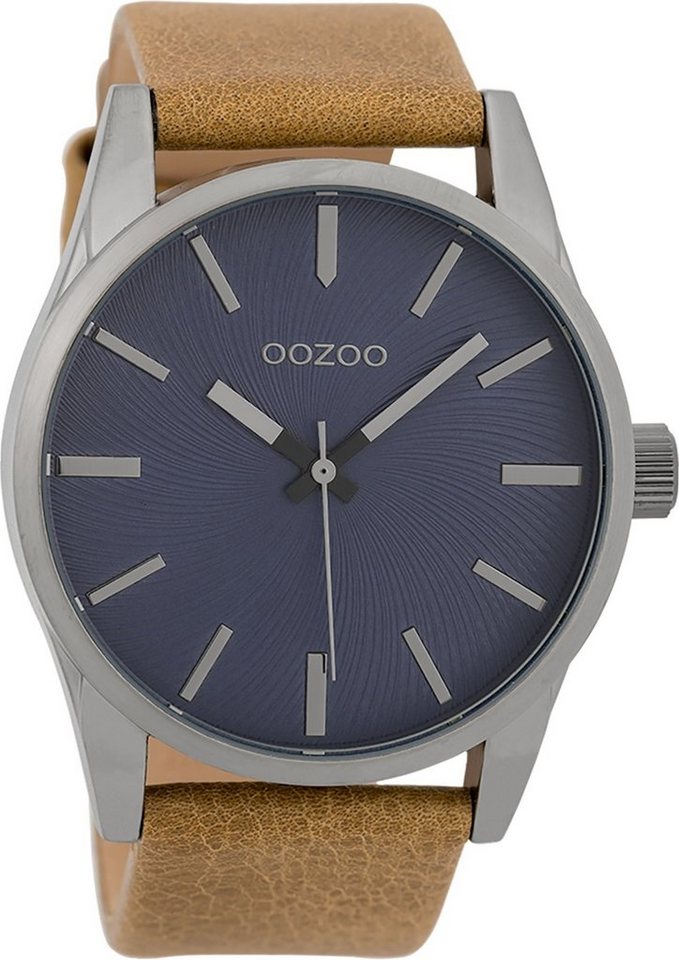 OOZOO Quarzuhr Oozoo Herren Armbanduhr Timepieces Analog, Herrenuhr rund, groß (ca. 45mm) Lederarmband, Fashion-Style von OOZOO