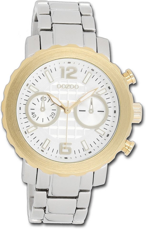 OOZOO Quarzuhr Oozoo Herren Armbanduhr Vintage Series, Herrenuhr Metallarmband gold, rundes Gehäuse, groß (ca. 40mm) von OOZOO