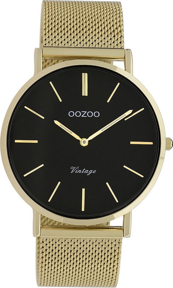 OOZOO Quarzuhr Oozoo Herren Armbanduhr gold Analog, (Analoguhr), Herrenuhr rund, groß (ca. 40mm) Edelstahlarmband, Fashion-Style von OOZOO