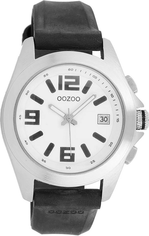OOZOO Quarzuhr Oozoo Herren Armbanduhr schwarz Analog, (Analoguhr), Herrenuhr rund, groß (ca. 41mm) Lederarmband, Fashion-Style von OOZOO
