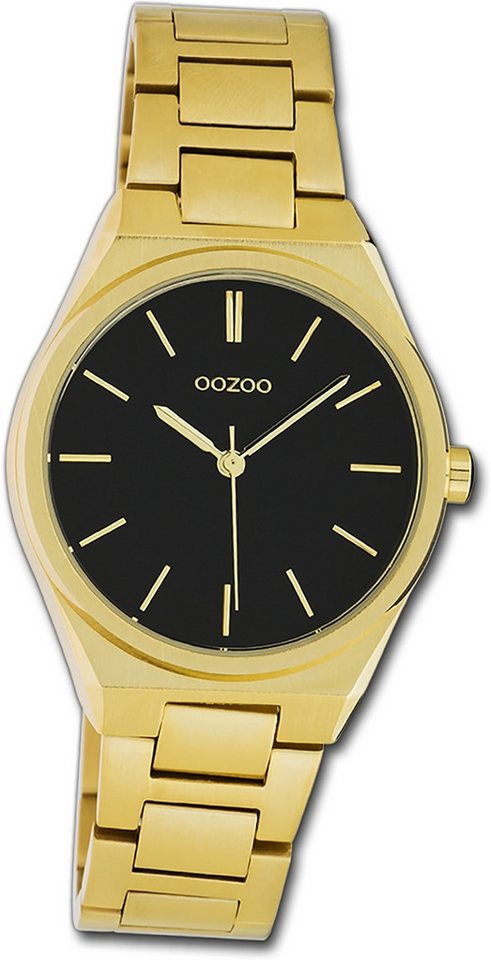 OOZOO Quarzuhr Oozoo Unisex Armbanduhr Timepieces, Damen, Herrenuhr Metallarmband gold, rundes Gehäuse, mittel (ca. 34mm) von OOZOO