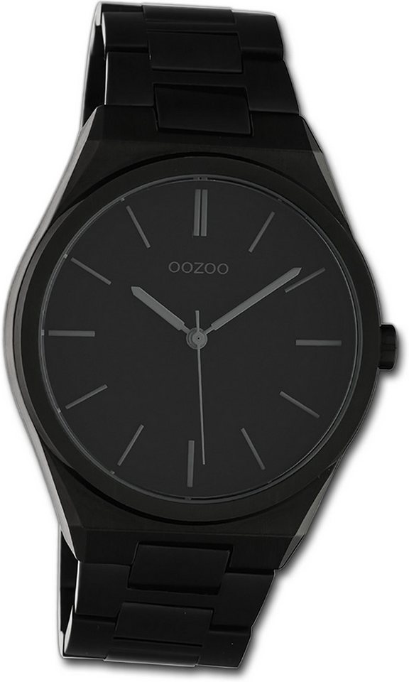 OOZOO Quarzuhr Oozoo Unisex Armbanduhr Timepieces, Damen, Herrenuhr Metallarmband schwarz, rundes Gehäuse, groß (ca 40mm) von OOZOO