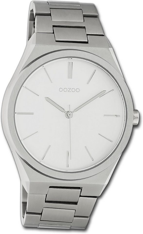 OOZOO Quarzuhr Oozoo Unisex Armbanduhr Timepieces, Damen, Herrenuhr Metallarmband silber, rundes Gehäuse, groß (ca. 40mm) von OOZOO