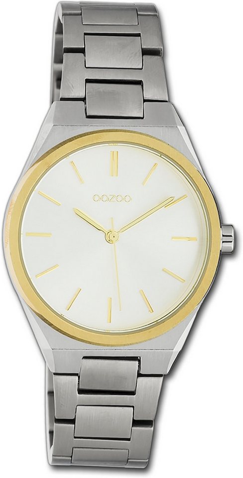 OOZOO Quarzuhr Oozoo Unisex Armbanduhr Timepieces, Damen, Herrenuhr Metallarmband silber, rundes Gehäuse, mittel (34mm) von OOZOO
